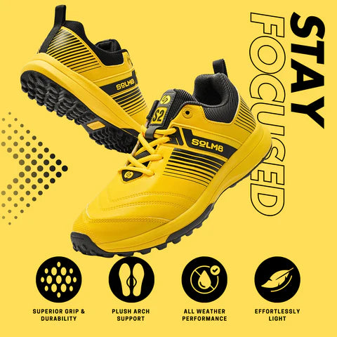 Solm8 S2 Yellow Black Cricket Shoes